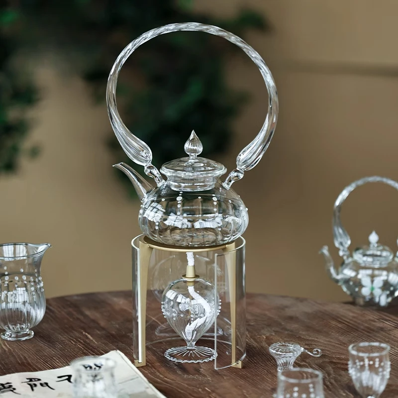

Chaolu glass teapot alcohol lamp tea set tea warmer retro household tea set Oda selection