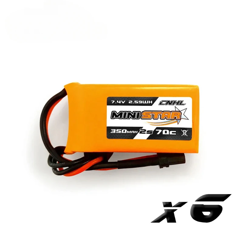 

6pcs Lipo 2S 7.4V Battery 350mAh 70C MiniStar Series XT30 For RC CineBee Cine Whoop Beta FPV Quadcopter Toothpick Drone