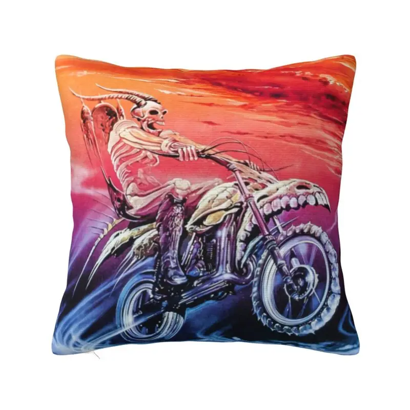 Custom Vintage Skull MTB Bicycle Rider Cushion Cover 40x40cm Mountain Bike Soft Modern Throw Pillow Case for Car Sofa