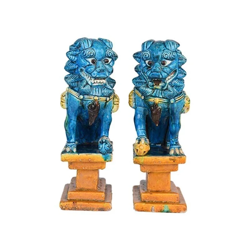

Phoenix glazed peacock blue lion handicraft ornament decoration bright colors