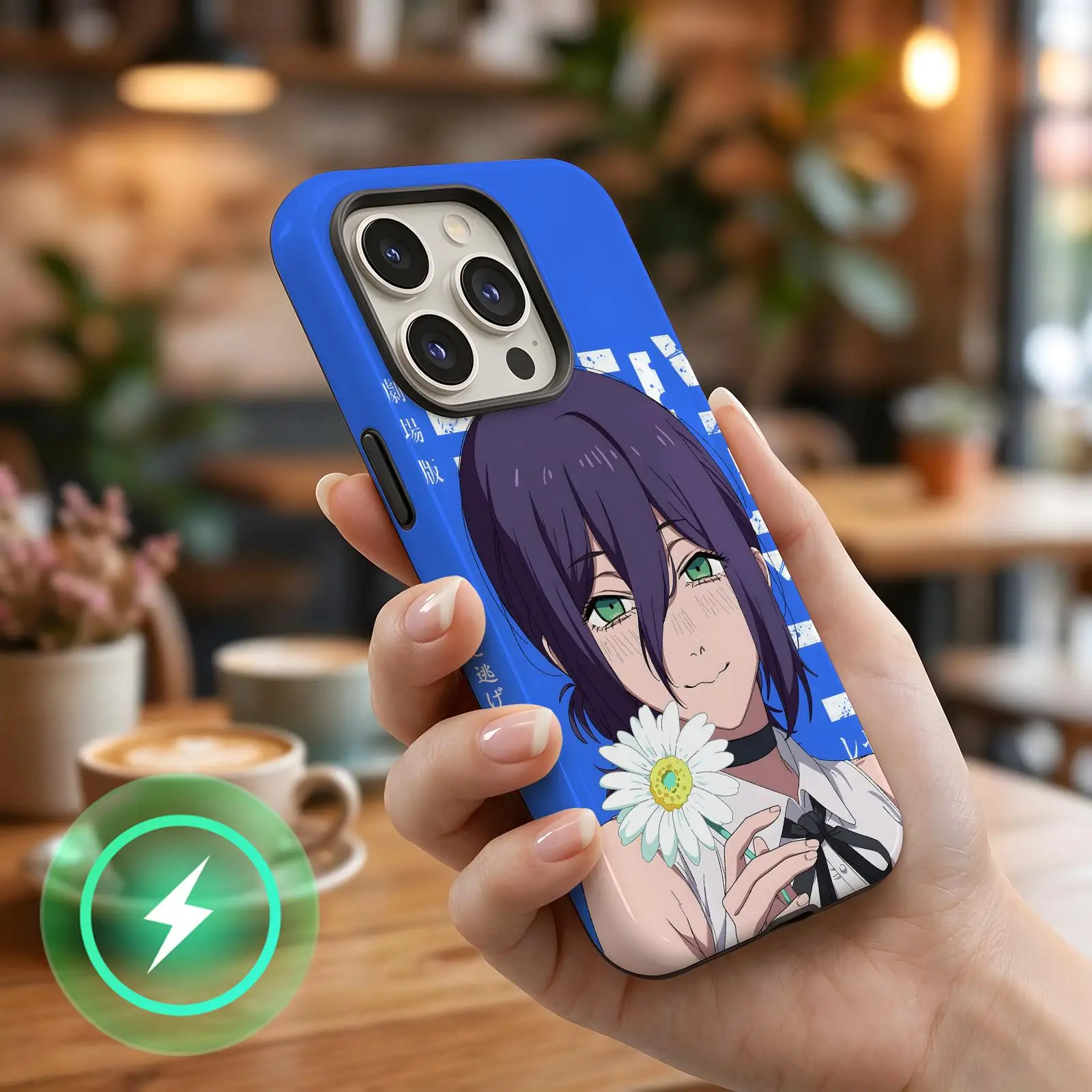 Phone Case For iPhone18 17 16 15 14 13 12 11Plus Pro Max Glossy Magnetic Film Case Chainsaw Man Reze
