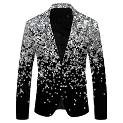 Men Sequins Printed Blazer Designs Plus Size Black Silver Velvet Gold Sequined Suit Jacket DJ Club Stage Party Wedding Clothes