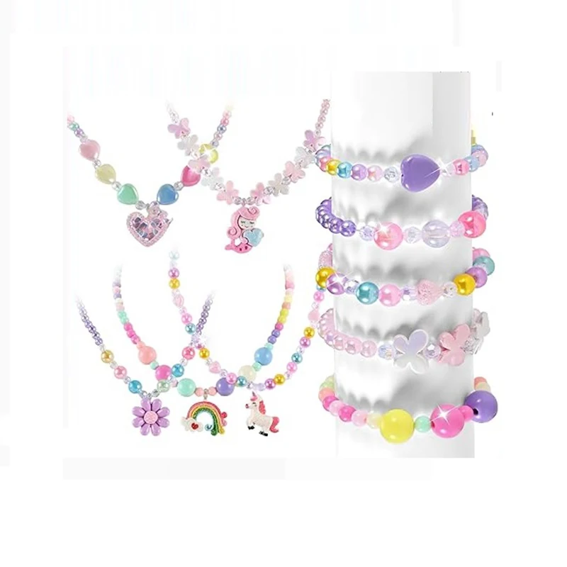 5 SET children's necklace rainbow girl heart Princess Costume horse flower necklaces for woman
