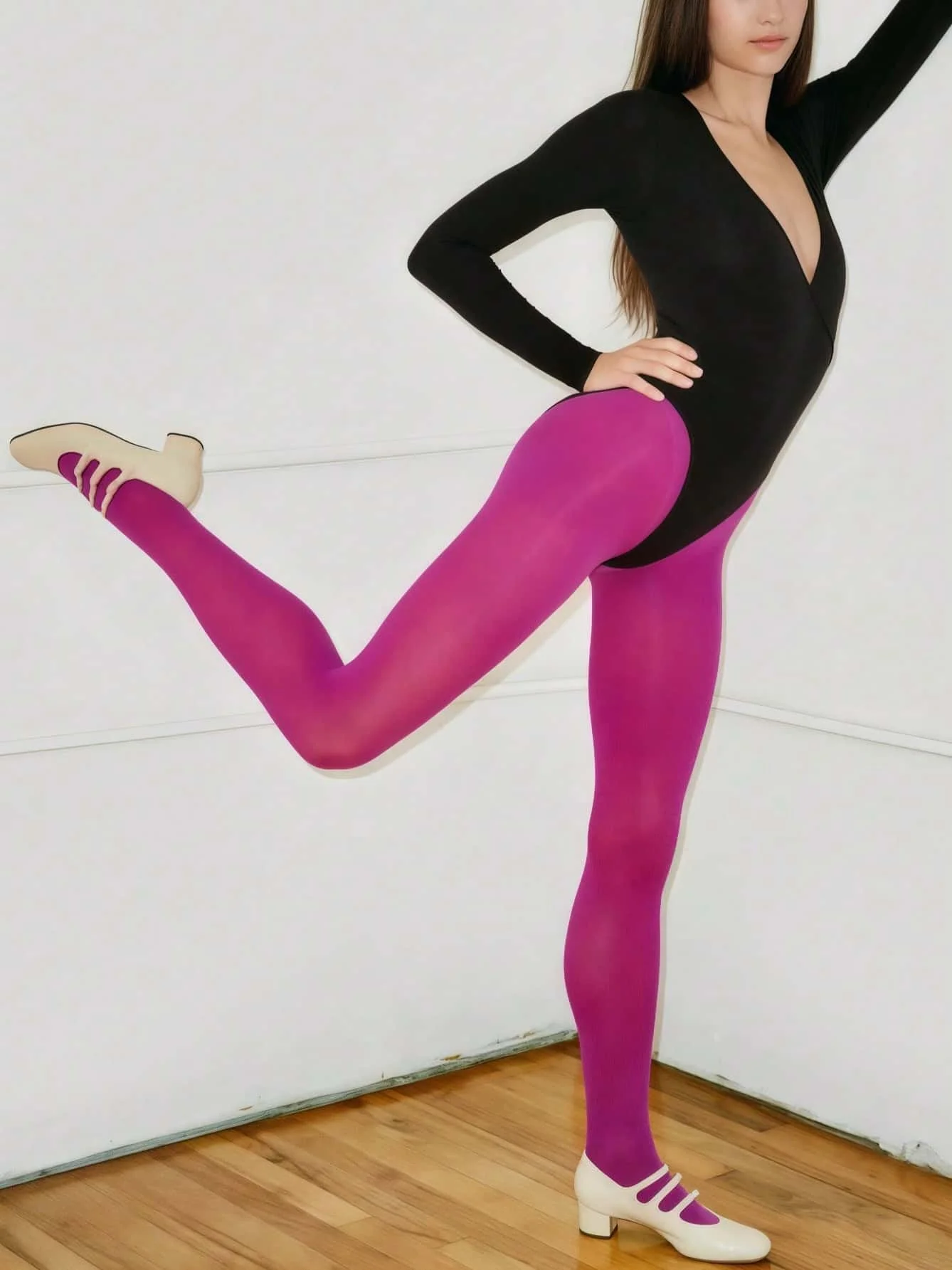 Vibrant Magenta Opaque Tights for Women High Elasticity Fashion Pantyhose Bold Color Footed Leggings