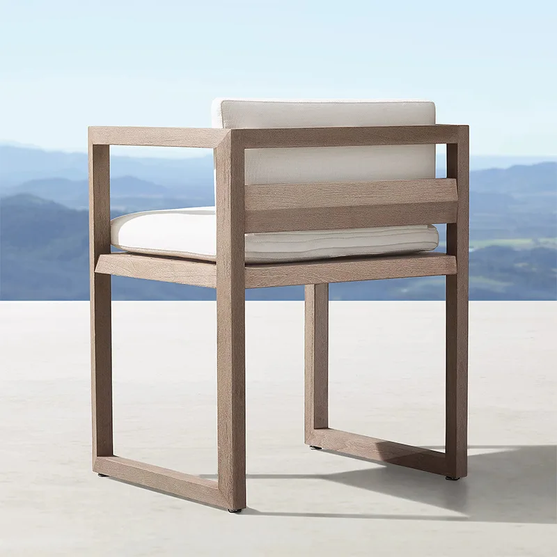 طاولات وكراسي خارجية محافظة من الخشب الصلب فناء حديقة في الهواء الطلق أثاث من خشب الساج فندق فيلا شرفة طعام خارجي