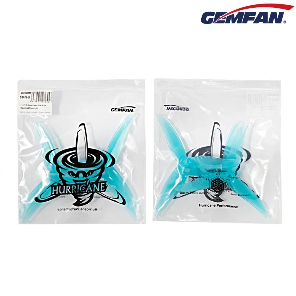 10 pares (10cw + 10ccw) gemfan jb furacão 51477 hélice de 3 lâminas (cor mista) para rc fpv freestyle 5 polegadas drones peças diy