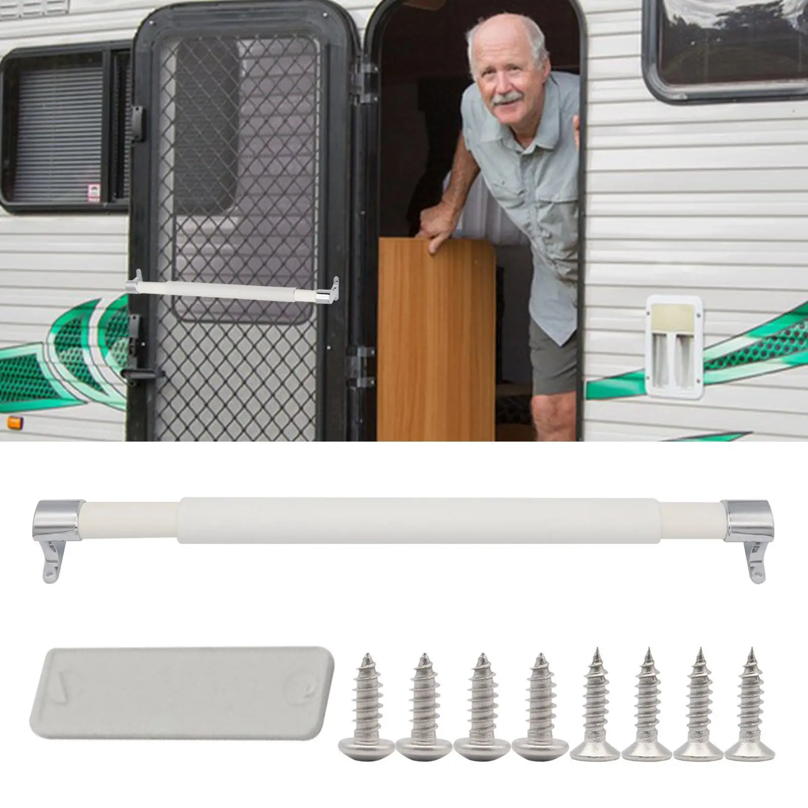 

Screen Door Handle For RV Adjustable Handrail RV Screen Door Support Bar For Trailer Mobile Home Vehicle Bathroom Travel Camping