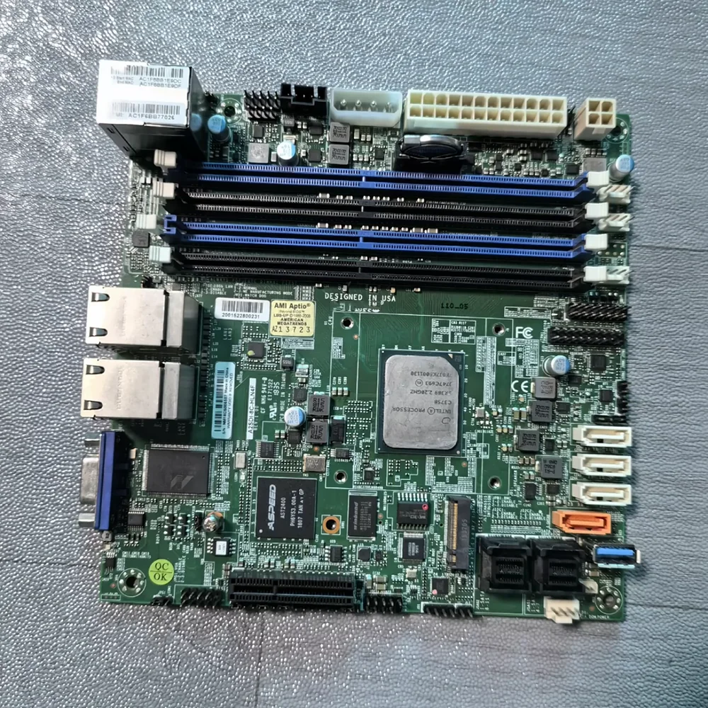 A2SDi-8C-HLN4F For Supermicro Mini-ITX motherboard C3758 Socket FCBGA-13108 Core 8 thread frequency 2.2