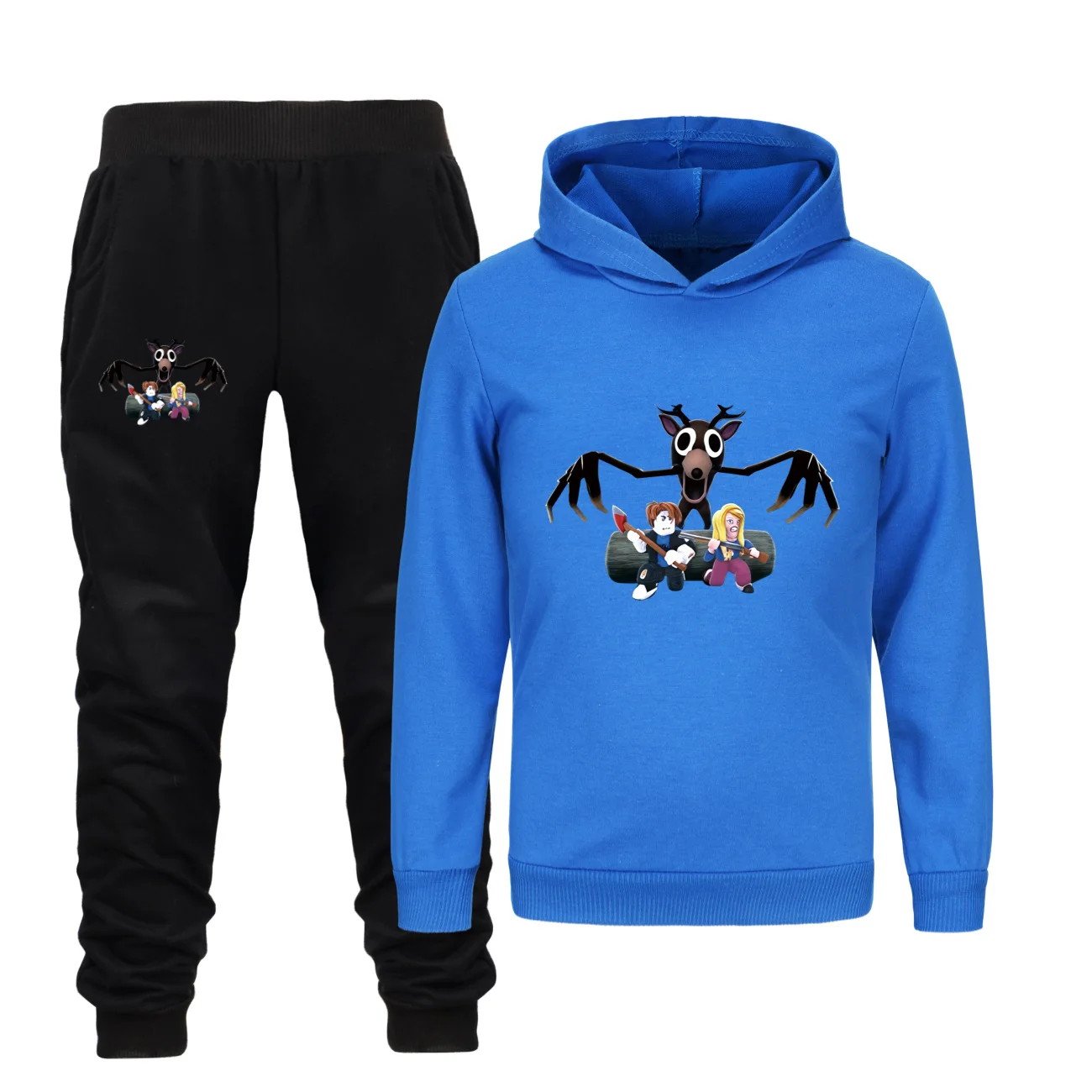 New 99 NIGHTS IN THE FOREST Funny Boys Girls Sweat Suit Set Children's Leisure Autumn  Fashion Sweatshirt +black Trousers Set