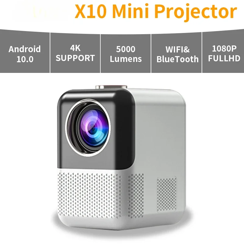 

X10 Android10 1080P Projector 5G Wifi BT Support 4K Portable Mini LED Video Beamer Smart Projector For Home Office Theater