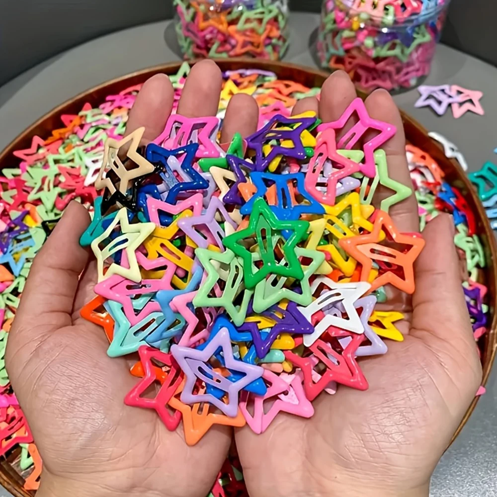 60 Stück zufällig ausgewählte Macaron-Farbene Hohle Pentagramm-Haarspangen, Süße Niedliche Mädchen-Seitenklammern für abstehendes Haar, Vielseitige Haaraccessoires für Kinder – Detail 5