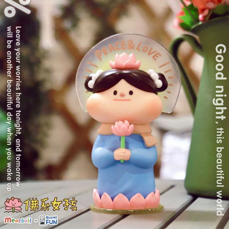 Meatball Trendy Play Buddha Style Girl Figurine Cute Creative Trendy Play Desktop Ornament Birthday Christmas Gift