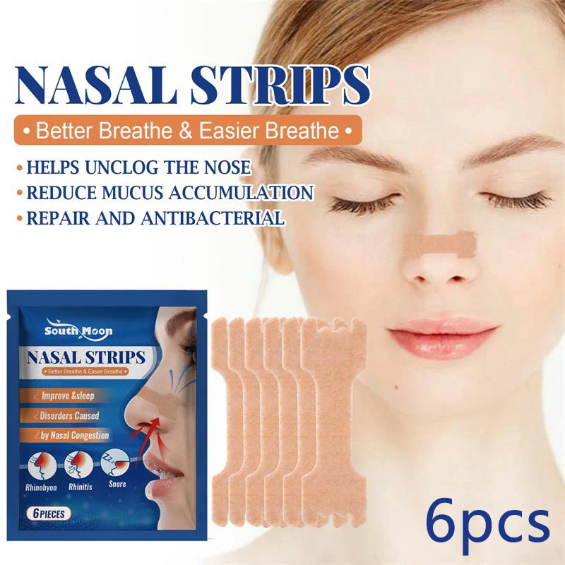 6Pcs/Bag Nose Strips Extra Strength Nasal Strips Relief Strips For Better Sleep Non-Invasive Anti Snoring Strips For Men Women