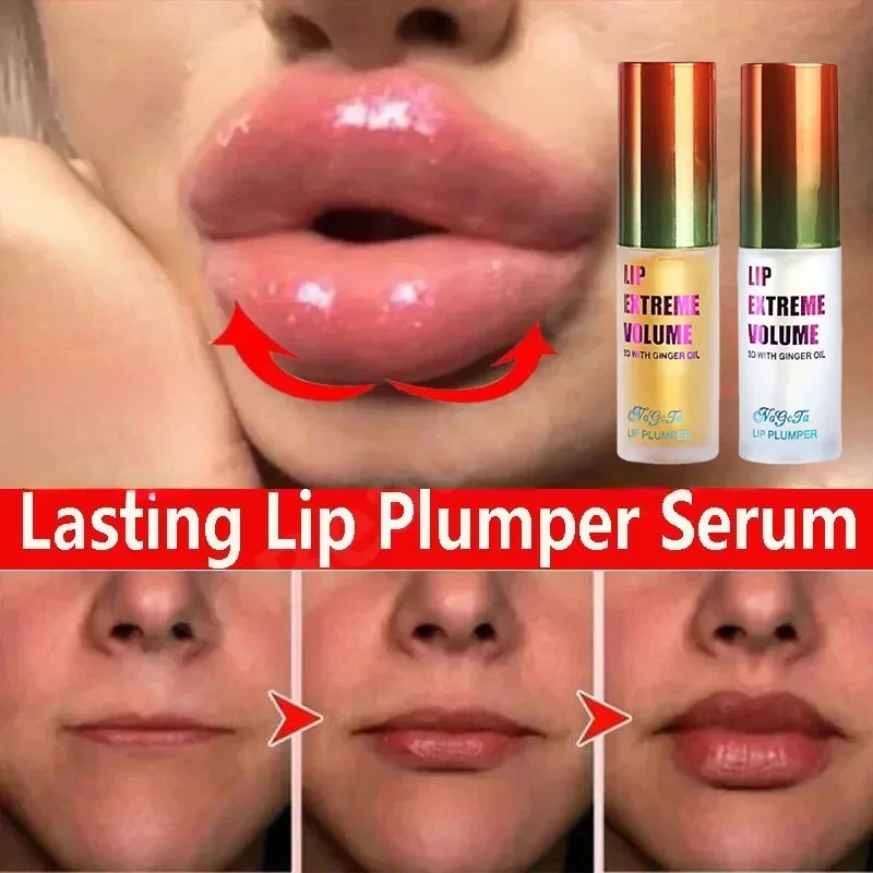 Long Lasting Lip Plumper Oil Serum Instant Volumising Essence Oil Repair Lip Fine Lines เพิ่มความยืดหยุ่นเซ็กซี่ Lip Balm