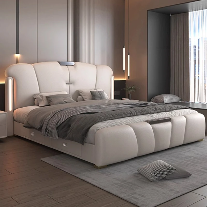 

Lamp Upholstered Beds Unique Bedside Table Storage Sleeping Beds Bedroom Headboards Letto Matrimoniale House Accessories