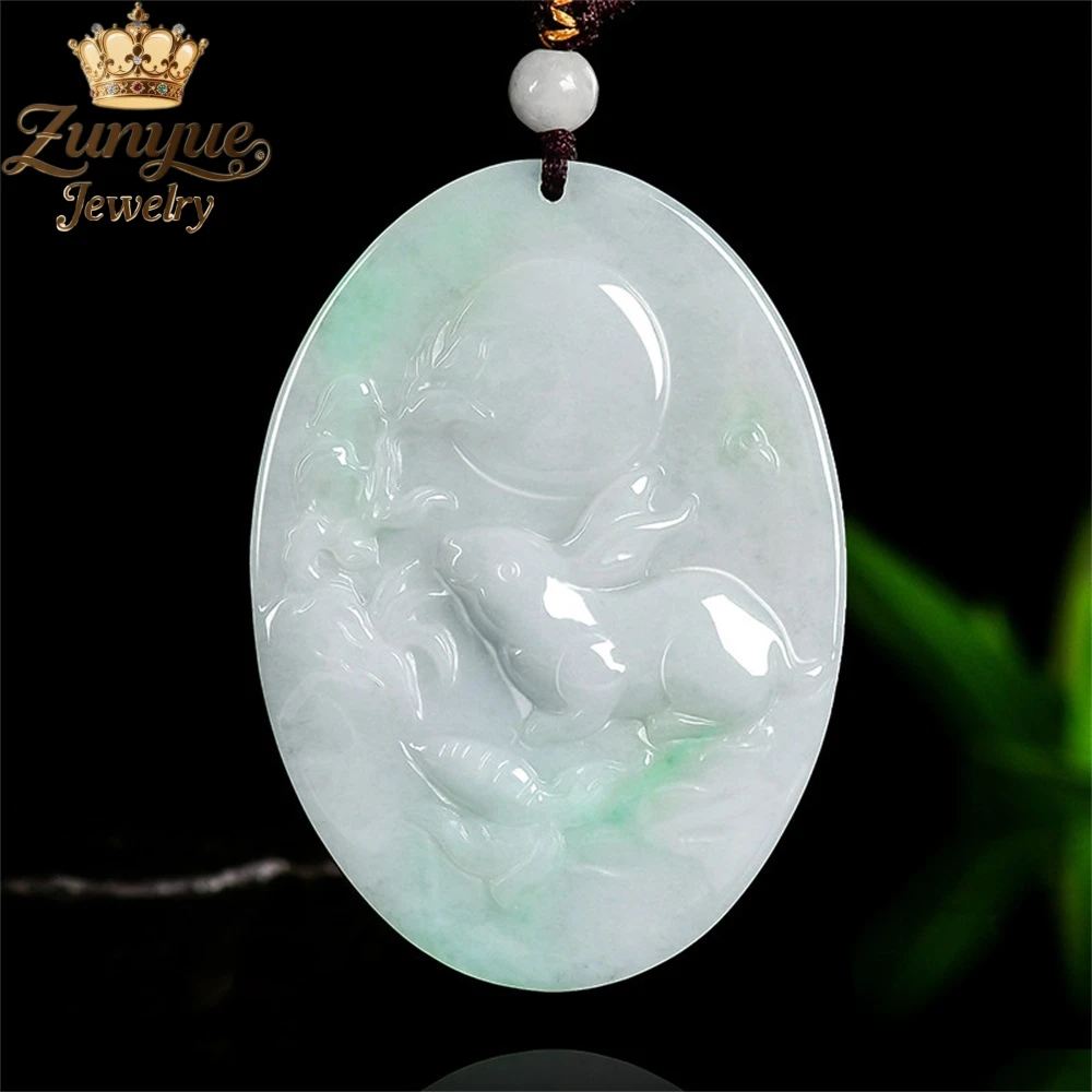 

Natural Burmese A-grade Jadeite Rabbit Zodiac Pendant Luxury Quality Jewelry Fashion Jewelry Charms Exquisite Elegant Popular