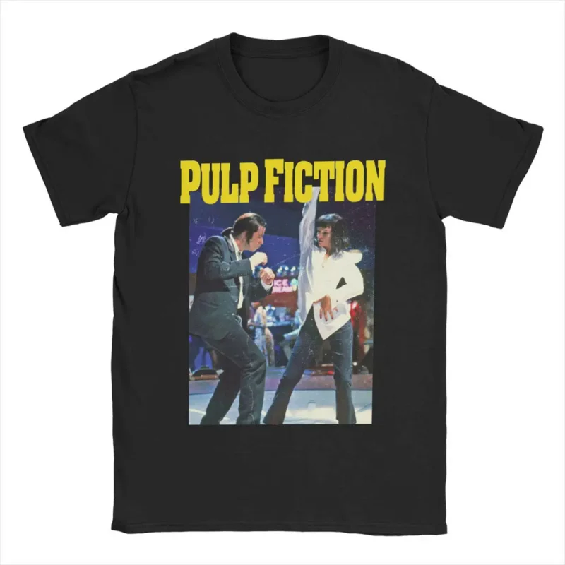 Pulp Fiction dance T-shirt for men vintage pure cotton tee shirt round collar short sleeve t shirts 4XL 5XL 6XL clothing