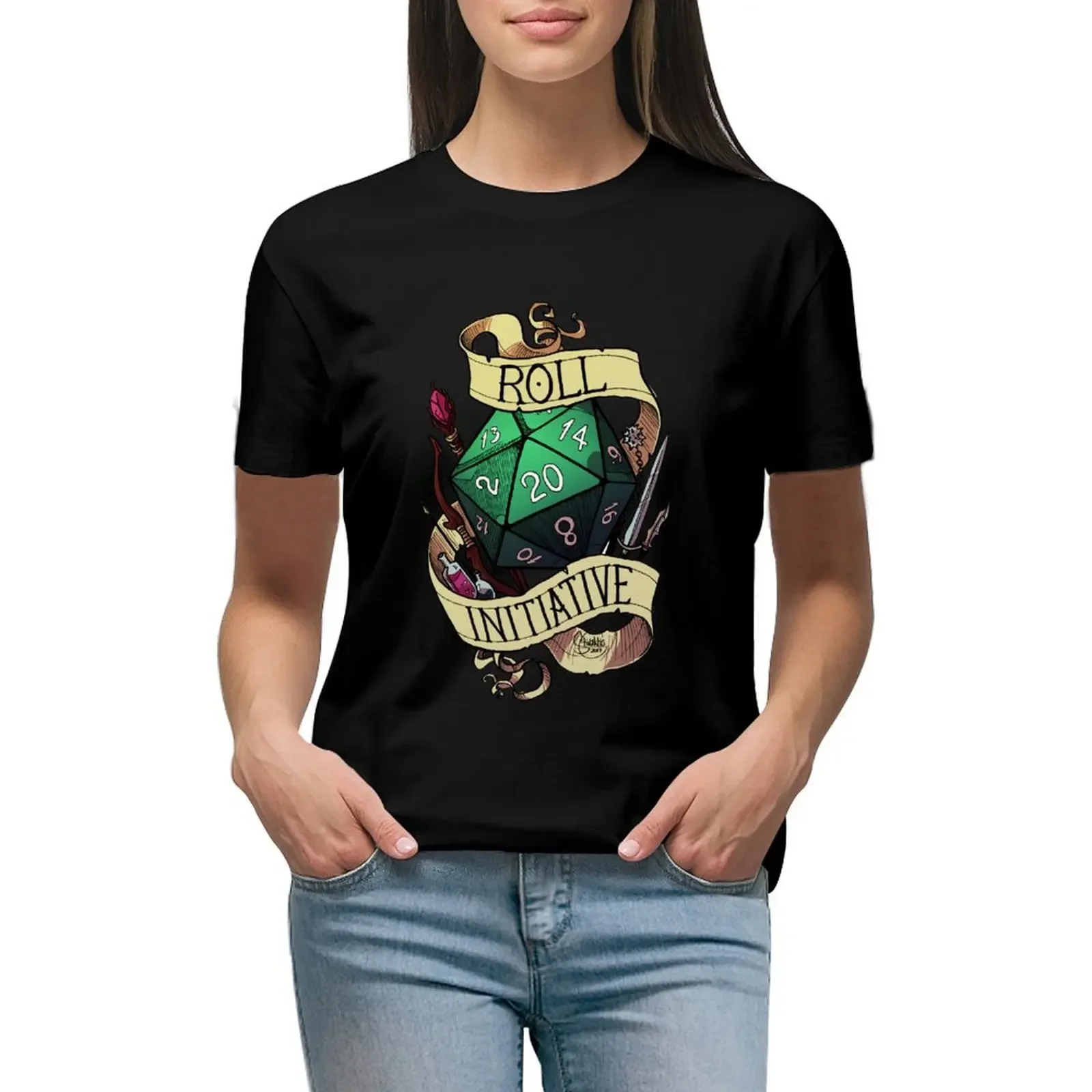 Roll Initiative T-Shirt customs design your own sports fans summer blouses woman 2024