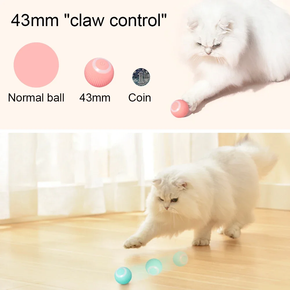 Interaktiver Katzen spielzeug ball, automatischer 360 ° selbst rotierender rollender Ball mit wiederauf ladbarem USB-Heimtrainer-Spielzeug ball für Kitte