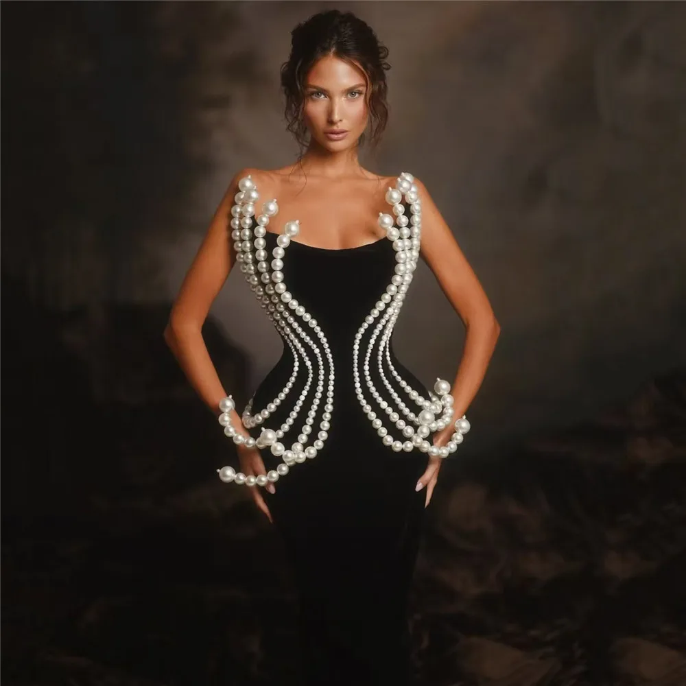 

New Spring Women Sexy Strapless Big Beading Bodycon Long Maxi Dress Fashion Celebrate Evening Party Birthday Dress Vestido