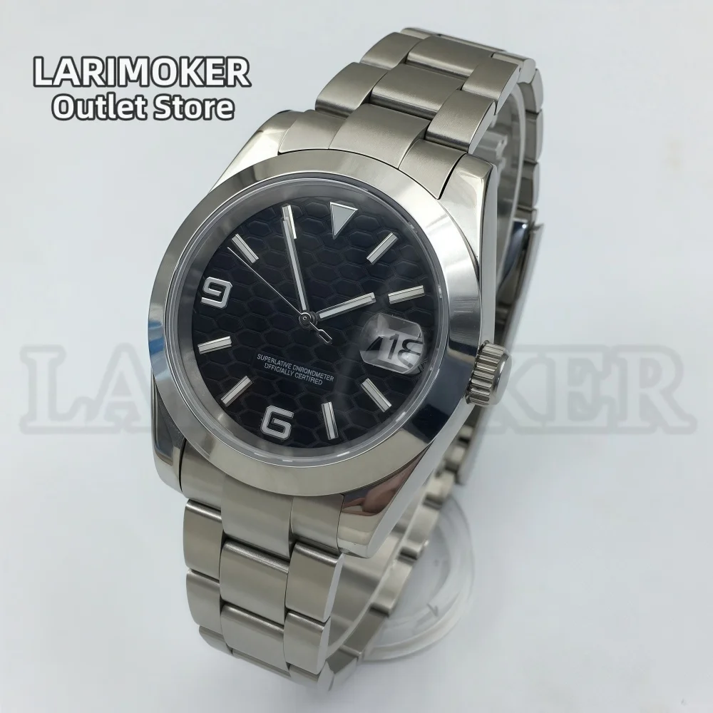

LARIMOKER Роскошные серебряные/золотые 36 мм 39 мм NH35 мужские автоматические механические часы с сапфировым стеклом, лупа с дисплеем даты, часы для дайвинга