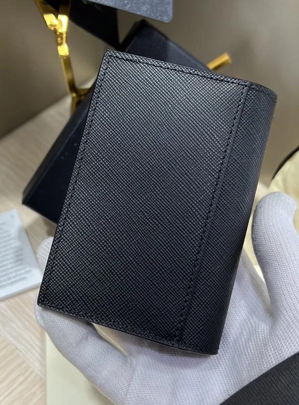 

MB 113223 Black Saffiano men's card holder wallet top layer cowhide business card case Large capacity card holder Fashion