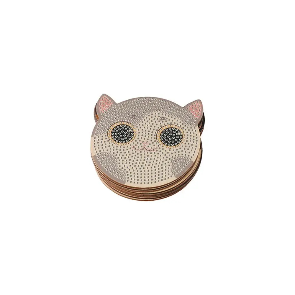 Anti Slip DIY Diamond Painting Coasters Cartoon Colorful Diamond Art Coasters Material Pack Cute Creative DIY Cat Tablemat