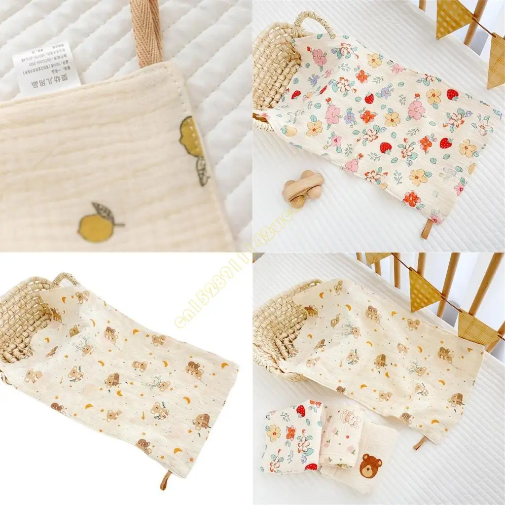 

Baby Washcloth Towel Reusable Cloth Soft Newborn Baby Wipes 4 Layers Bath Shower Wash Cloths Printed Design DXAD