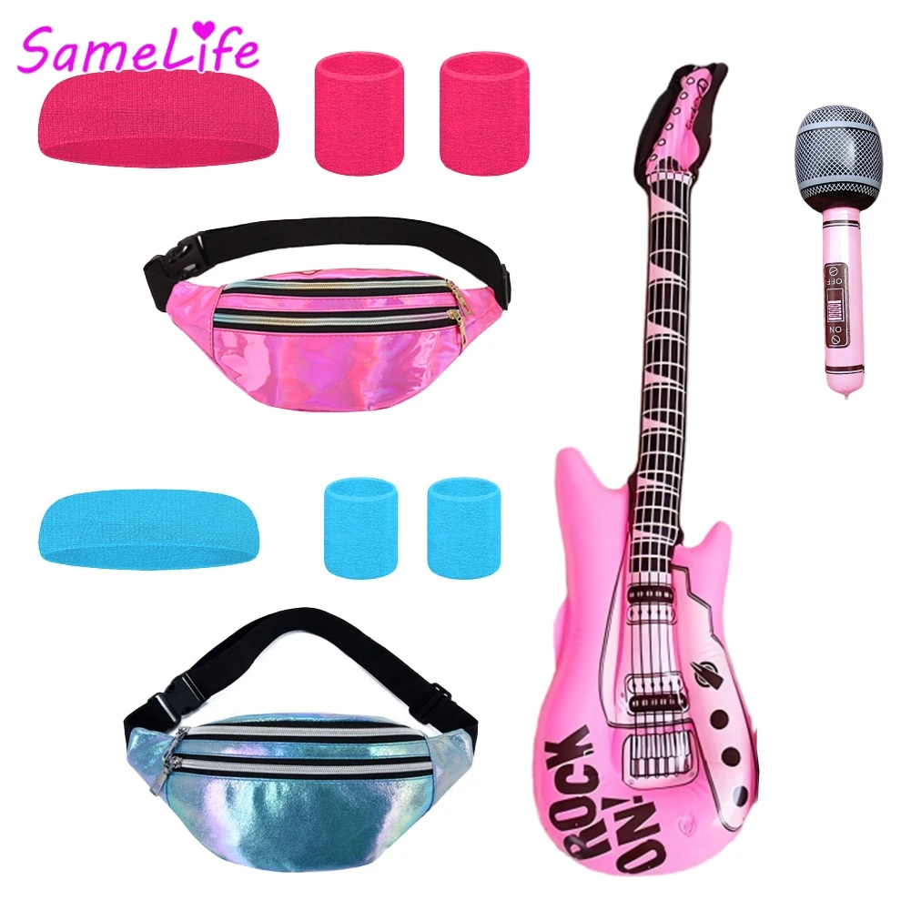 

Retro 80s Hippie Lady Cosplay Fantasy Waist Bag Headband 70s Rock Disco Hip Hop Costume Disguise Accessories Halloween Prop