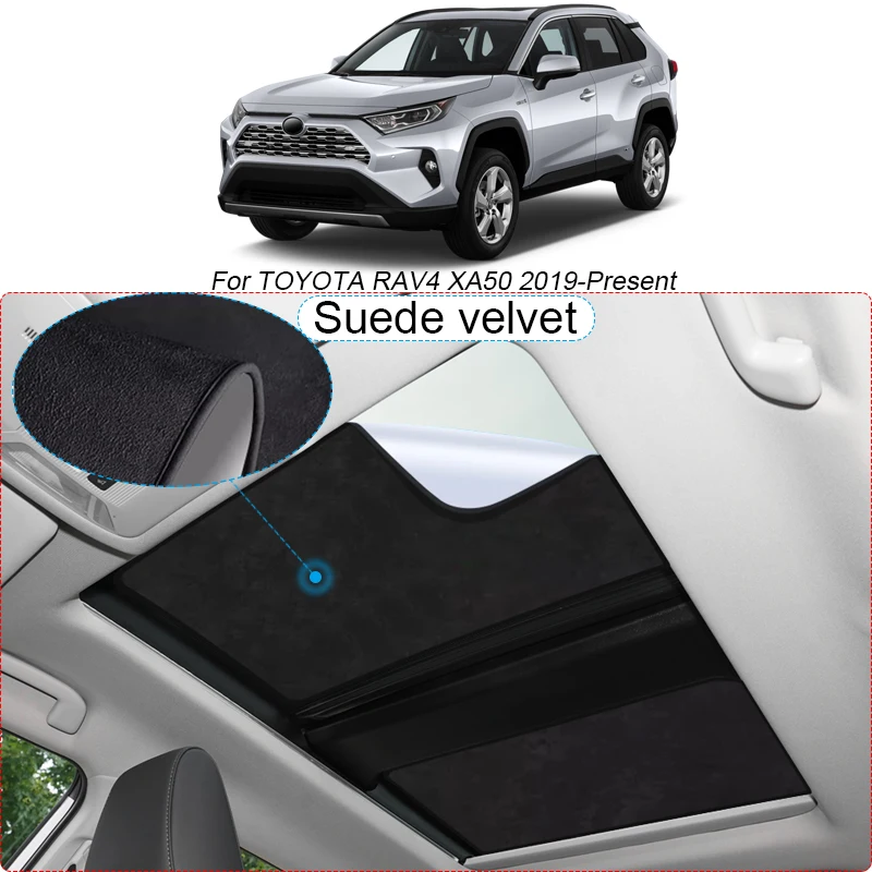 Car Suede Fabric Electrostatic Adsorption Sunroof Sunshade Heat Insulation Skylight Accessory For Toyota RAV4 XA50 2019-Present