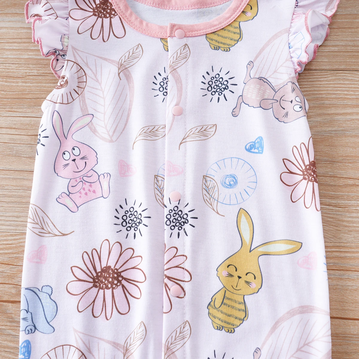 IURNXB Baby Romper Rabbit Print Infant Bodysuit Onesie for Girl\'s Clothing Newborn Cap Sleeve Snap Onesie Casual Wear 0-18M