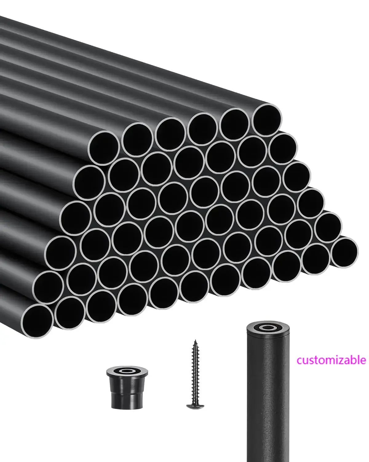 

Deck Balusters 51 Pack, 32 in Aluminum Stair Balusters, 3/4 Inch Water-Proof Round Metal Spindle Railing, Hollow Deck Railing