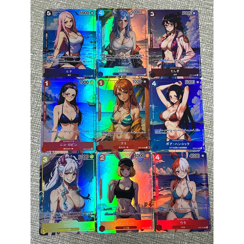 One Piece Anime Characters Yamato Uta Nami Nico Robin DIY Bronzing Collection Card Christmas Birthday Gift Game Toys