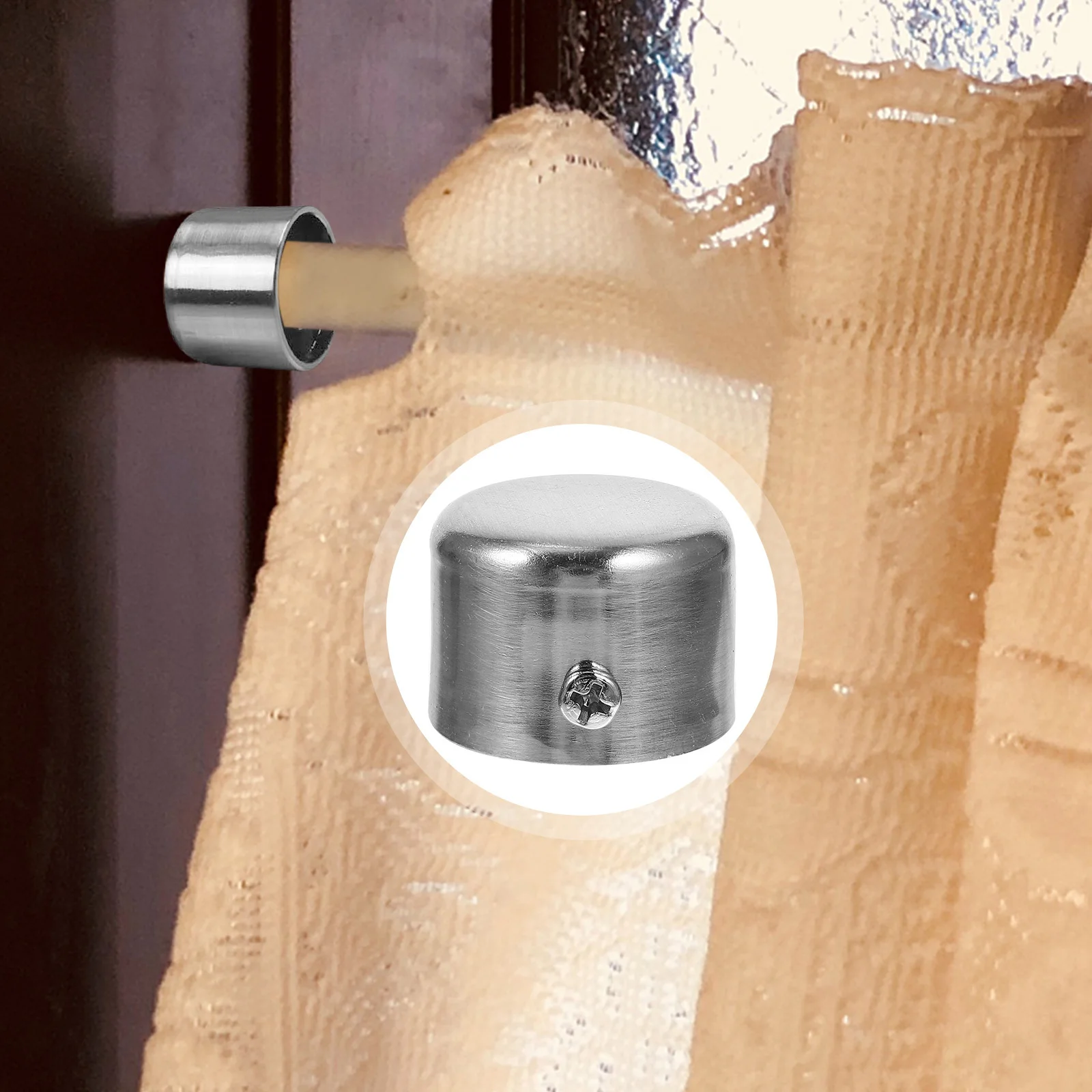 

2Pcs Curtain Rod Plug Exquisite Metal Ends for Curtain Pole Long-Lasting Use Easy to Attach Decorative Window Treatment