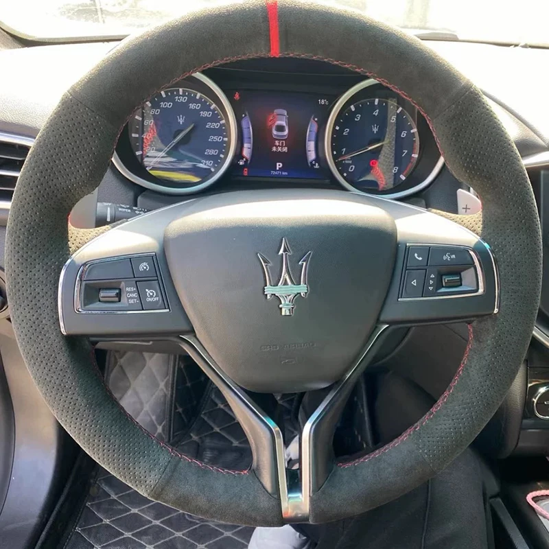 Hand Stitched Black Genuine Leather Car Accessories Car Steering Wheel Cover For Maserati Ghibli Levante Quattroporte Auto Parts