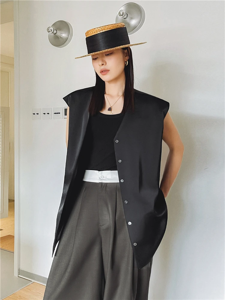 

Slim Fit V-Ne Open Cardigan Women's Svel Vest Loose Sle Double-Sided Wear Thin Material Street Sle Summer Faion