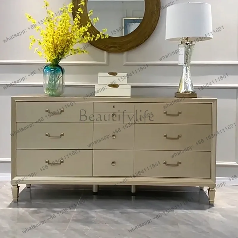 

American light luxury solid wood chest bedroom bedside storage TV cabinet