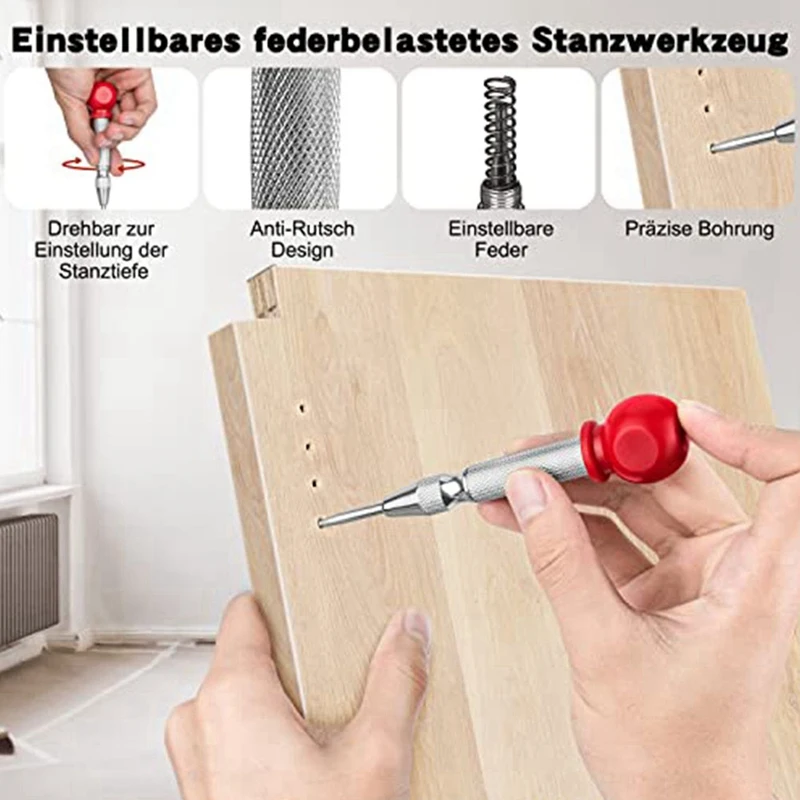 Carpenter Angle Ruler Multifunctional 180Mm Metal Including Deep Hole Marker/Pencil Refills/Center Punch