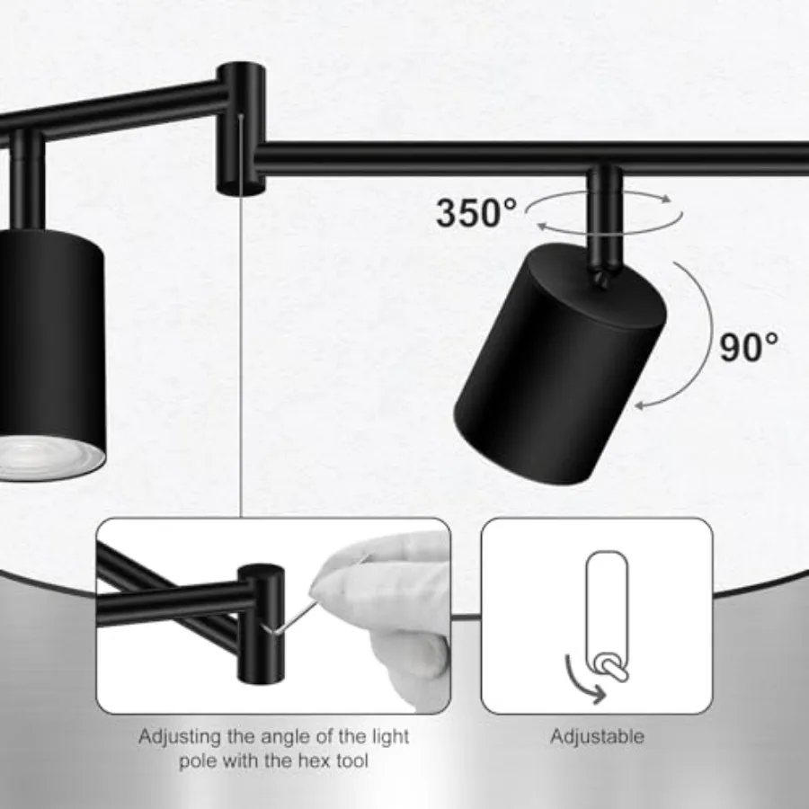 Track ing Fixtures Ceiling, Matte Black Kichen Track Lighting Fixtures with Rotatable Light Heads, Foldable Lamp Arms, Modern L - view 2