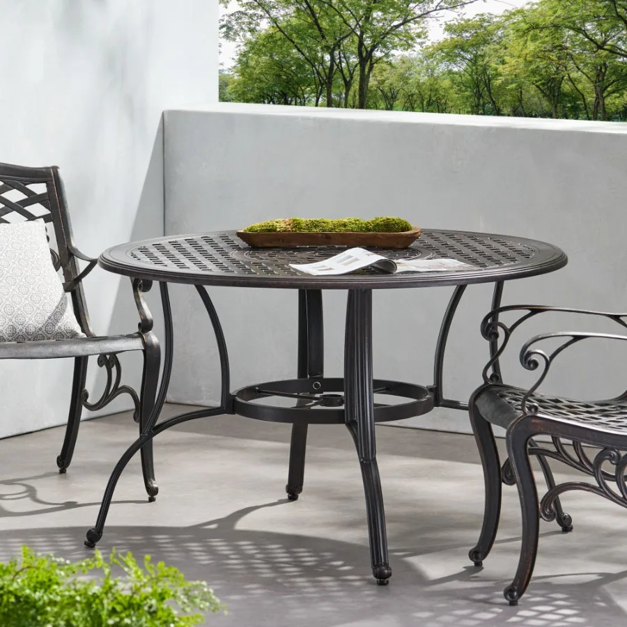 

Outdoor Cast Aluminum Circular Dining Table Bronze