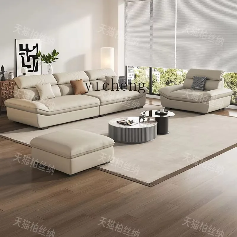 SA-22 Cloud Sailing Sofa Cotton And Linen Large Sitting Deep Small Apartment Living Room Straight Row Three-person Fric Sofa