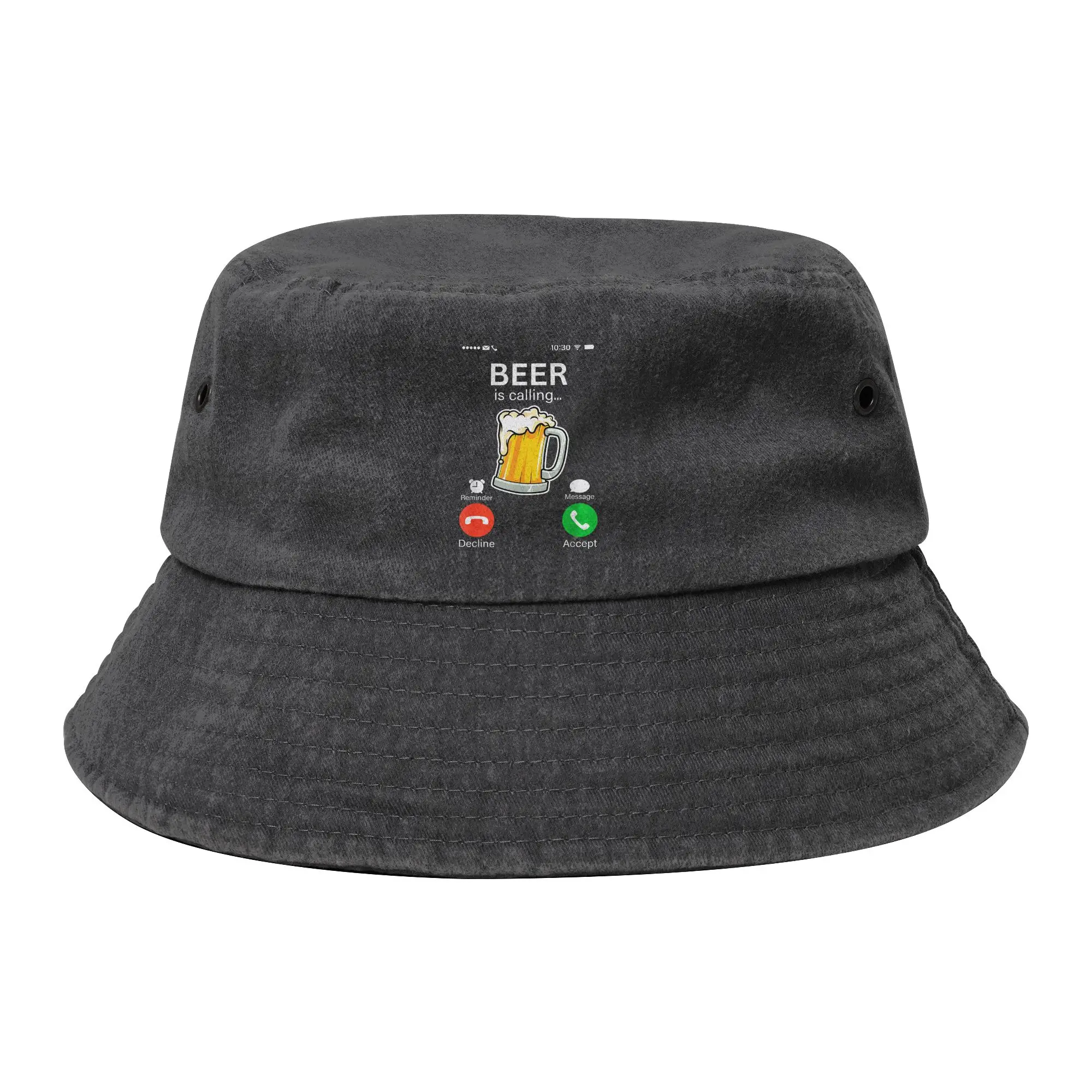 Men Women Distressed Denim Washed Bucket Hats Beer is Calling Drinking Summer Beach Headwear Outdoor Fisherman Caps Gift Idea