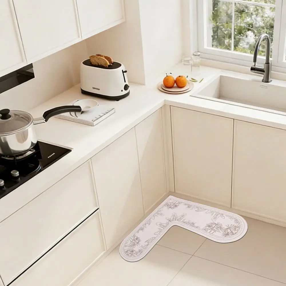 60*60cm Kitchen Carpet L-Shape Oil-Proof Anti-Slip Floor Mat Water Absorbent Wipable Surface Waterproof Doormat Kitchen Floor