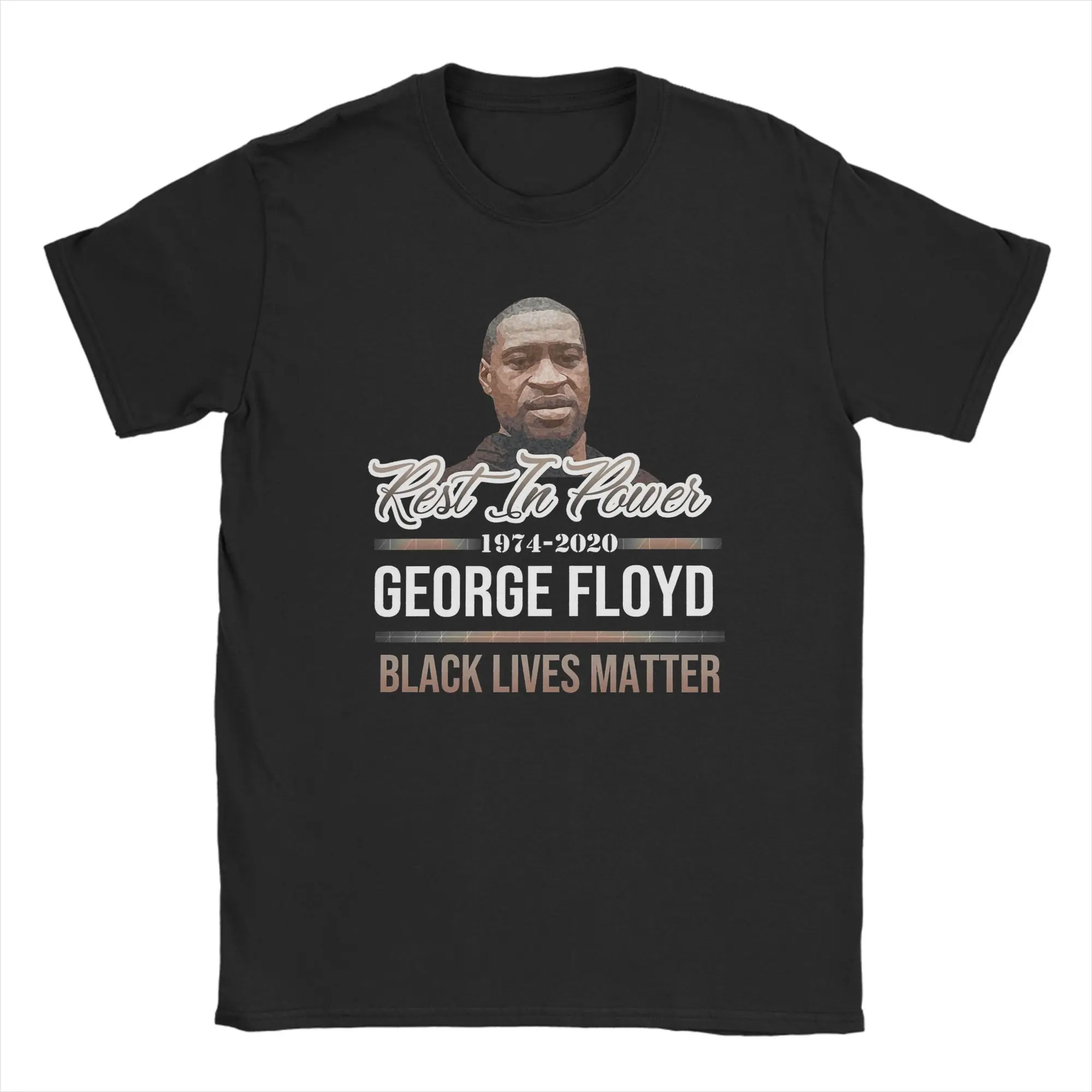 Men's T-Shirts Rest IN Peace George Floyd Cool 100% Cotton Tee Shirt Short Sleeve  T Shirts Crewneck Clothing Big Size