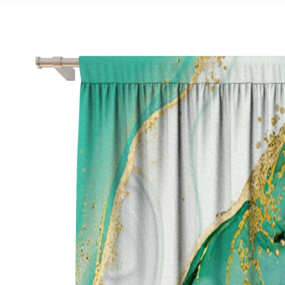 2PC Home Decoration Curtains, Light Green Gradient With Rod Pocket Curtains, Kitchen,Coffee Shop, Living Room, Balcony, Garden