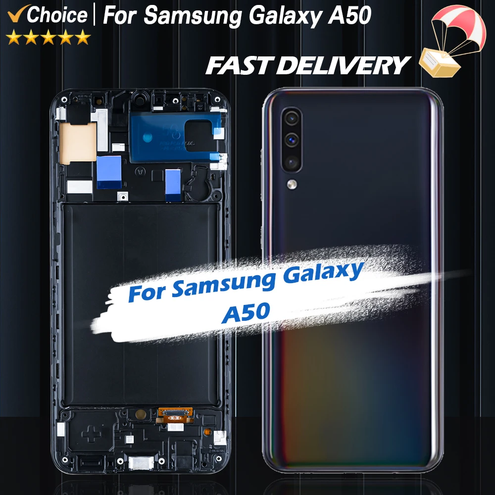 100% Tested For Samsung A50 SM-A505FN/DS A505F/DS A505 LCD Display Touch Screen Digitizer With Frame For Samsung A50 LCD