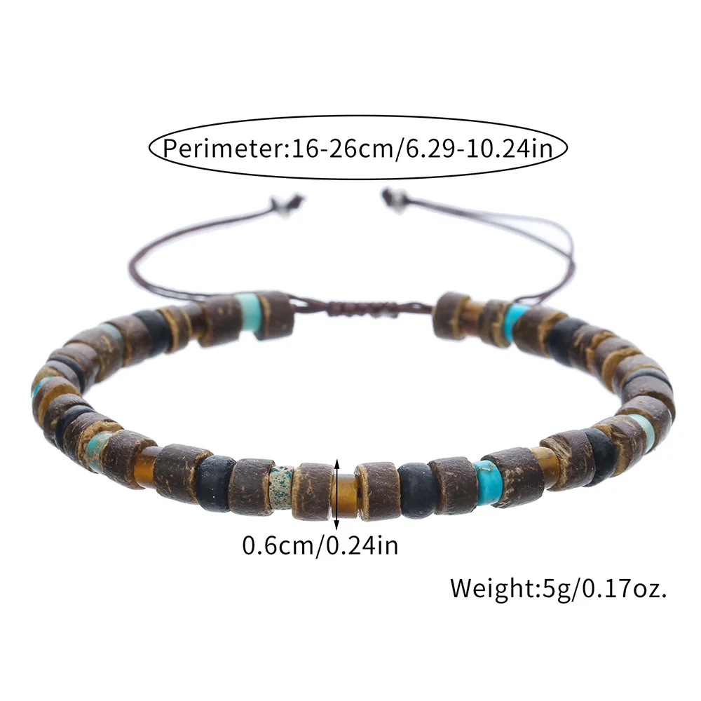 Retro Herren Holzperlen Stretch-Armband Böhmischer Geflecht Verstellbares Armband Modeschmuck Modeaccessoires Geschenke – Detail 1