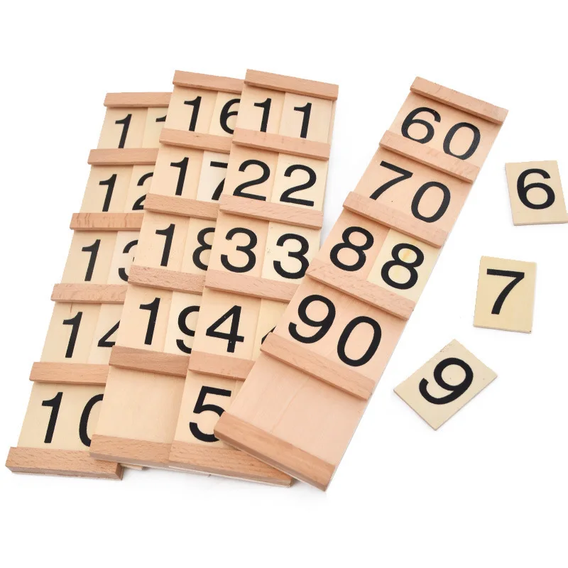 Children's Wooden Montessori Numbers 1-99 Learning Card Math Teaching Aid Preschool Children Early Education Educational Toys