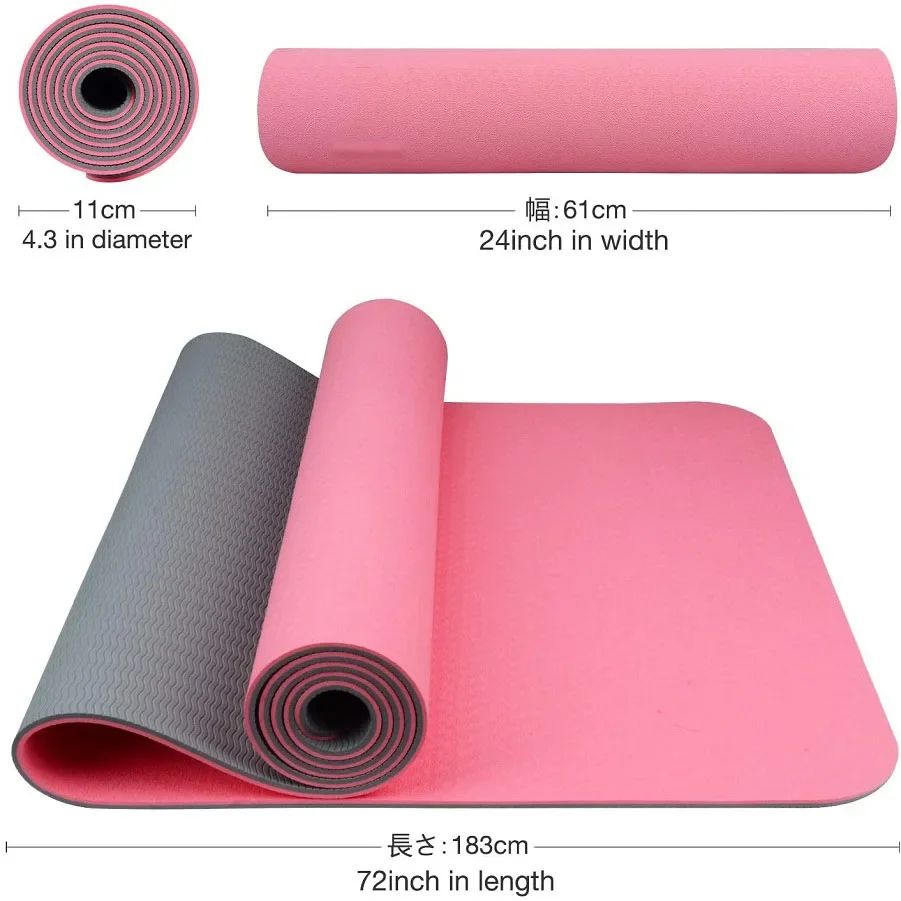 RUISIDA Alfombra de yoga TPE 180x57x0,6 cm - Estera de gimnasio para el hogar antideslizante y resistente al desgaste Diseño portátil silencioso para estudios de yoga