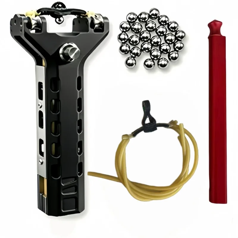 4‑Piece Set, CNC Aluminum Alloy Slingshot, Automatic Loading Magnetic Rubber Band Fast‑Shooting Outdoor Hunting Target Practice